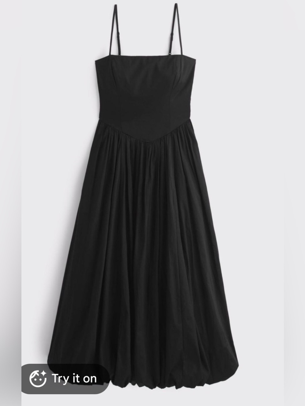 Abercrombie & Fitch Dipped-Waist Bubble Hem Midi Dress - Black